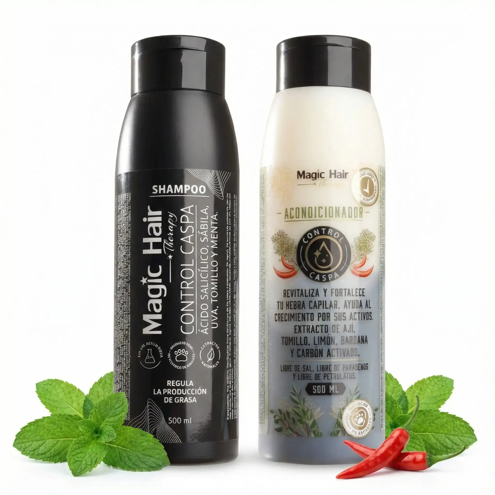 Magic Hair Kit Control Caspa (2 Pack) Magic Hair Shampoo control caspa x 500ml y Magic Hair Acondicionador control caspa x 500ml