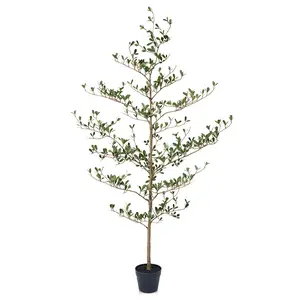 VeriNatural 5/6/7FT Artificial Black Olive Silk Tree UV Resistant with Black Planter for Indoor & Outdoor （VN140）