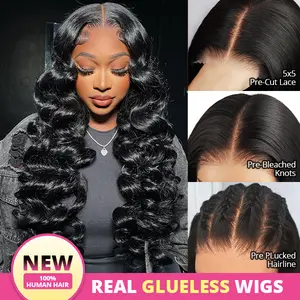 5×5 Ready To Wear Glueless Loose Deep Wave / Body Wave Lace Front Wig Pre Cut HD Lace Closure Wig Huamn Hair Easy