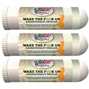Wilder Essentials 3 Pack of Wake The F Up Aromatherapy Nasal Inhalers Made with All Natural, Premium Grade Essential Oils to Help Keep You Awake and Energized, Natural Alternative to Caffeine