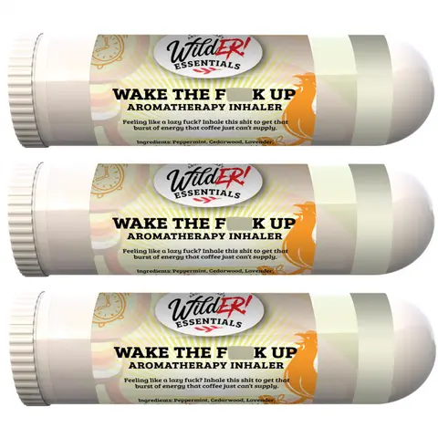 Wilder Essentials 3 Pack of Wake The F Up Aromatherapy Nasal Inhalers Made with All Natural, Premium Grade Essential Oils to Help Keep You Awake and Energized, Natural Alternative to Caffeine