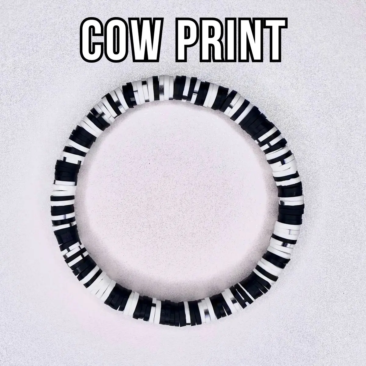 Cow Print Clay Bead Bracelet