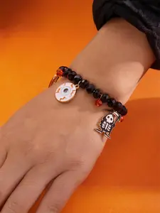 New Halloween Bracelet, European and American Style Beaded Wristband, Festival Pumpkin Ghost Pendant Bracelet, Perfect for Halloween Celebrations