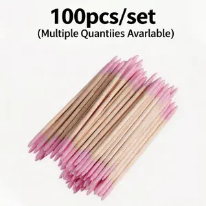 Double-Head Nail Polish Remover Sticks, Small Dual-Ended Makeup Removal Tool, Cleansing, Pack of About 100 (1/2/3/5 Packs)