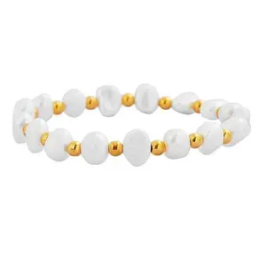 Stately Steel Fresh Water Pearls Bracelet