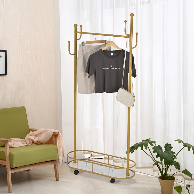Heavy Duty Rolling Garment Rack For Clothes Storage, Golden Clothes ...