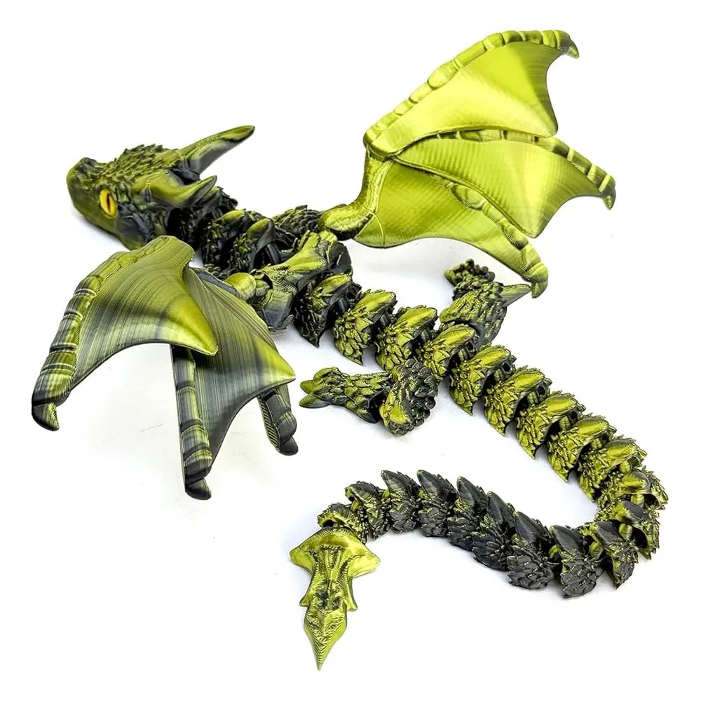 9 Inch 3D Printed Dragon with Wings, 3D Printed Animals Toys, Fidget Dragon Toys, Flexible Articulated Winged Dragon Model, Desktop Pet Decor, Dragon Gift for Kids & Adult