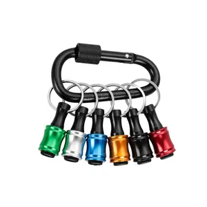 Upgraded 6 Color Drill Extension Bit Holder, 1/4inch Hex Shank Aluminum Alloy Screwdriver Bits Holder Extension Bar Drill Screw Adapter Change Keychain Portable Gift for Men