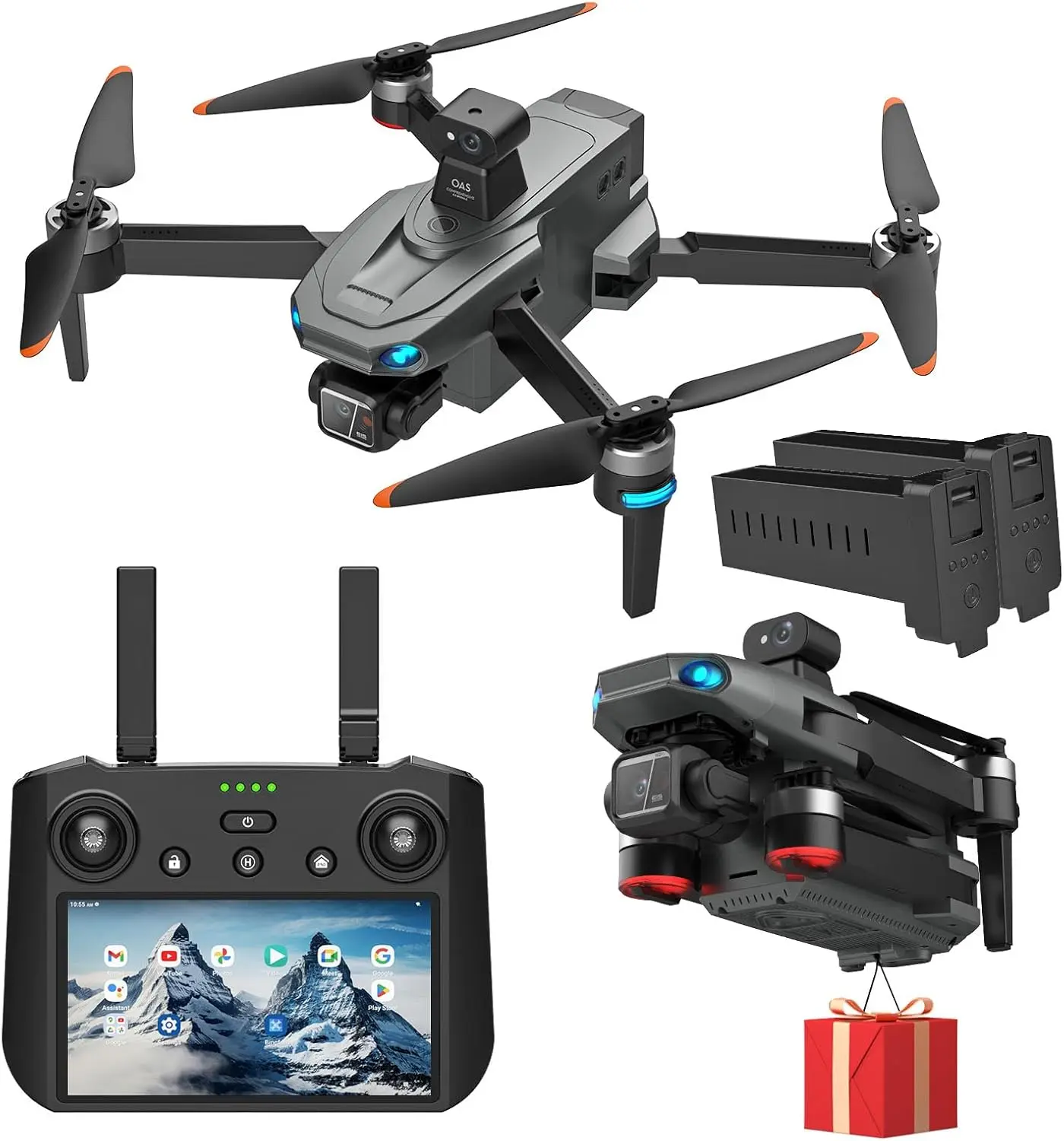 Bingchat Upgraded Professional Drones for Adults 4K HD, Obstacle Avoidance, Anti-shake 3 Axis Gimbal, Payload Release, Tablet Touch Screen Controller, Up to 5 Miles Range, 84 Minutes, Time-lapse, High Wind Resistance, Rainproof, Safe Auto Return