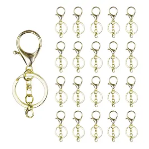 20 Sets Lobster Claw Clasps Hook with Flat Split Keychain Ring with Swivel Trigger Clip with Little Lobster Clasp for DIY Craft Jewelry Making,Christmas Party Gifts,Hand Tools Kits