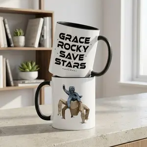 Pr0ject Hail Mary Inspired Accent Coffee Mug – Spaceship Mission Badge Design – Sci-Fi Book Lover Gift