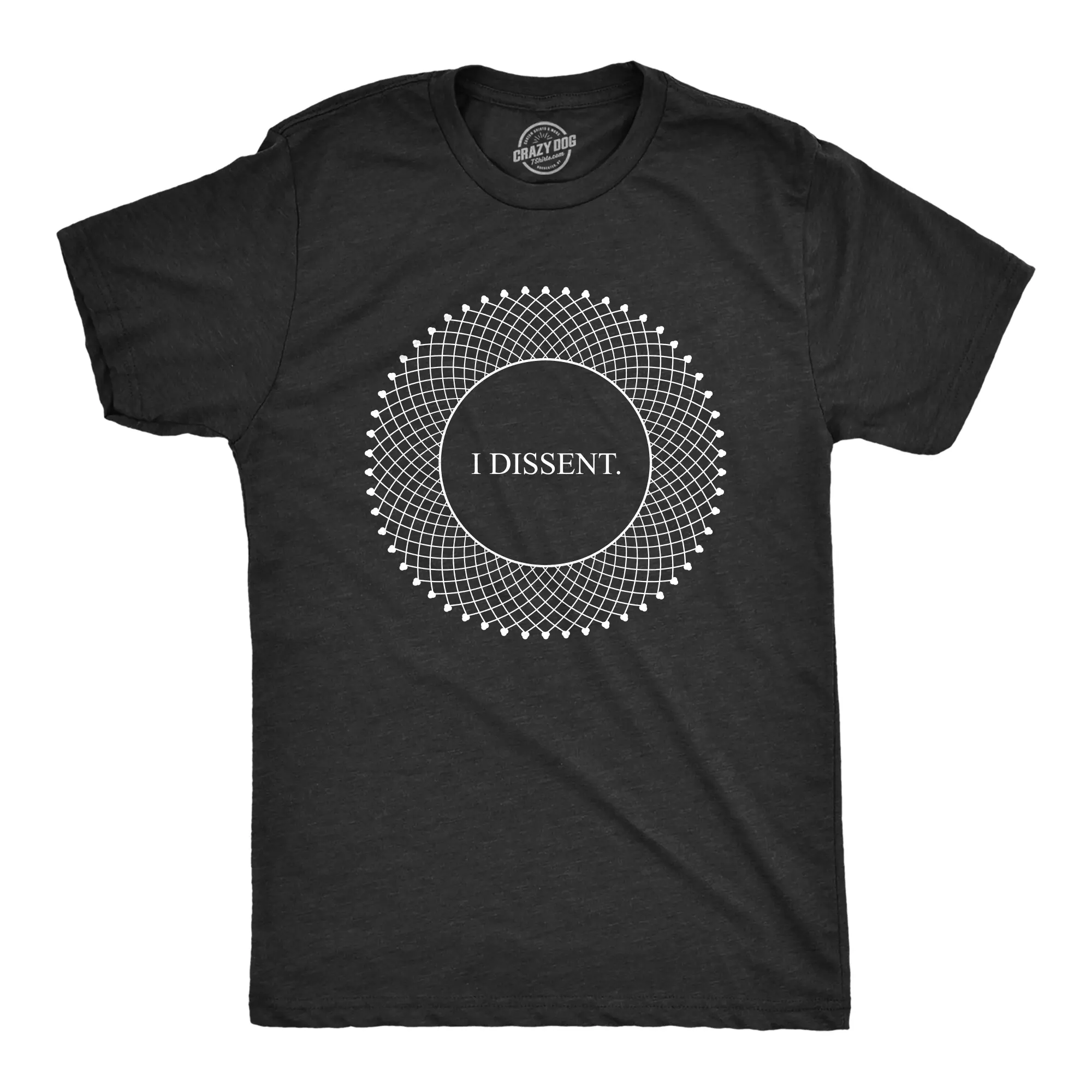 Mens I Dissent T Shirt RBG Ruth Bader Ginsburg Lace Collar Graphic Novelty Tee Mens Funny T Shirts Cool Vintage Fashion T-Shirt Gift Classic Menswear Funny Political Short Sleeve Novelty Tees for Guys Black