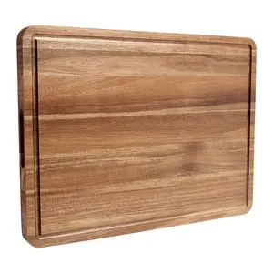 20'' X 15'' Acacia Wood Cutting Board for Kitchen, Reversible Large Wooden Chopping Board, Wooden Butcher Block with Deep Juice Groove and Side Handle for Meat, Vegetables, Cheese
