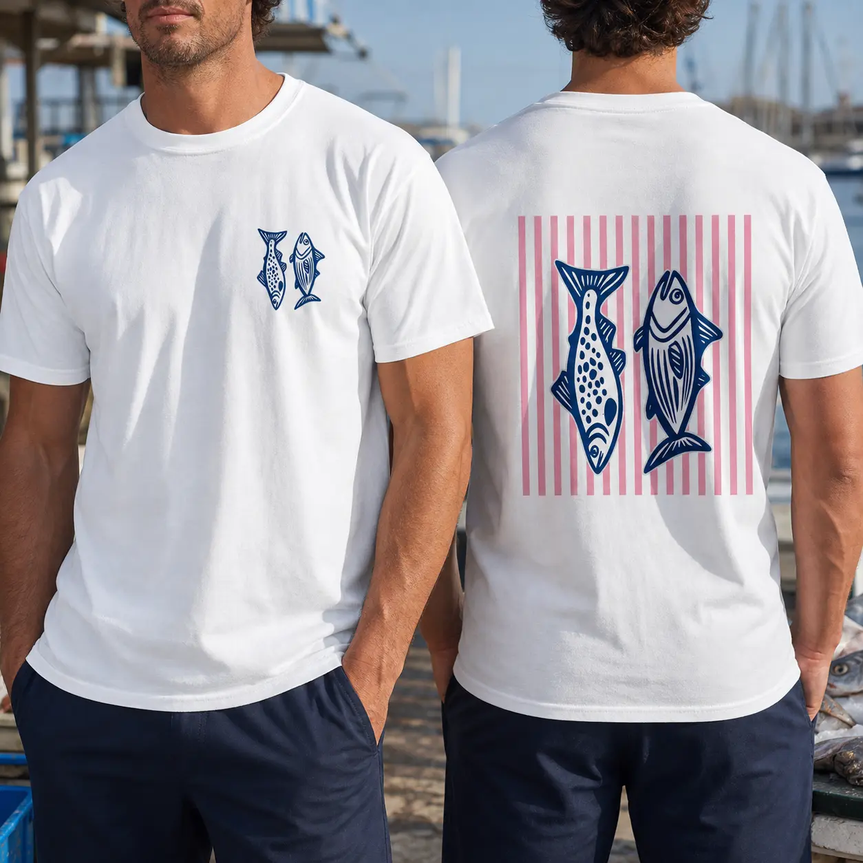Men's Monaco Vintage Washed Trout Graphic 100% Cotton Double-Sided Fishing Tee - Short-Sleeve, Round Neck, Classic Menswear, Streetwear, Casual Outdoor Fisherman Gift, Soft, Unisex Sports Top