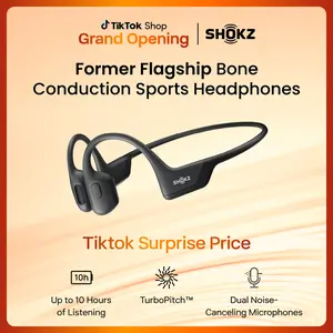 SHOKZ OpenRun Pro - Open-Ear Bluetooth Bone Conduction Sport Headphones, Sweat Resistant Wireless Earphones  with Premium Deep Base - Built-in Mic