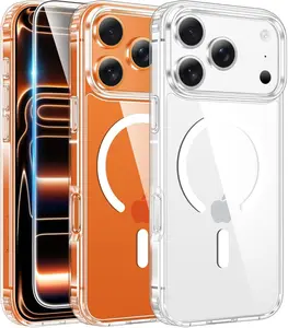 iPhone 17 Pro Max Case Magnetic Transparent with Screen Protector Slim Military Grade Drop Protection Rugged Shockproof Clear Cover A-Clear