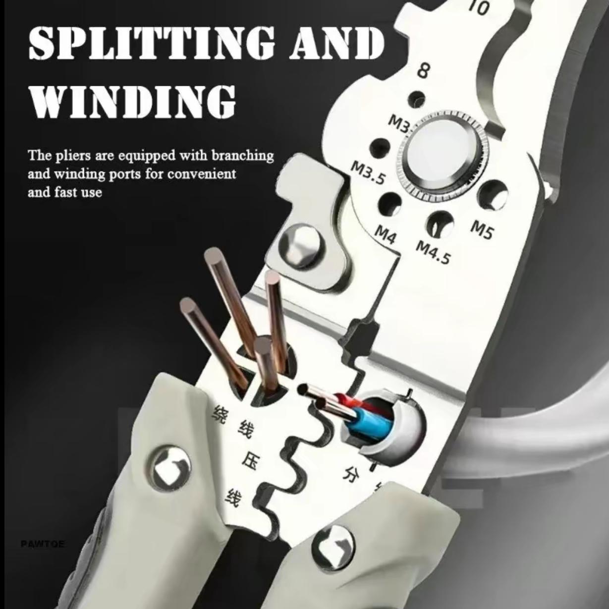 Multifunctional Wire Stripper Crimper and Cutter Pliers for Electricians, Heavy Duty Wire Stripping Tool with Screw Size Guide for Cable Cutting