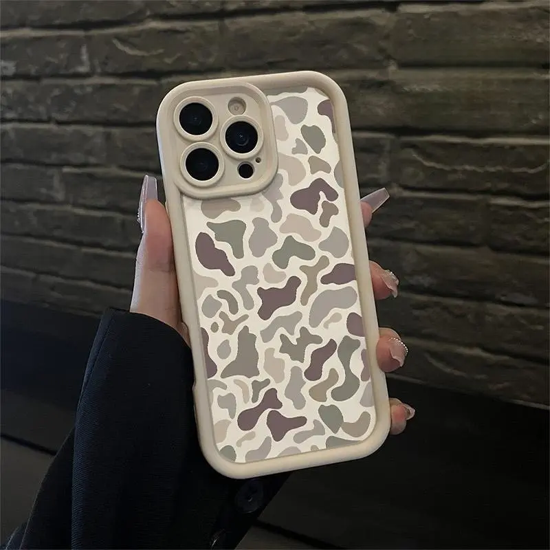 Camo Pattern Silicone Smartphone Case - Fashionable, Non-Slip, Phone Aesthetic Multi-Model Cover with Precise Cuts for iPhone 17,16,15 Pro Max,14,13,12,11,XR,XS Plus Cellphone Accessory