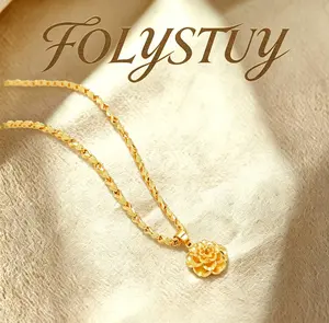 [A 19.69-inch sunflower pendant rabbit necklace]【FOLYSTUY(Y153)】Gold-Tone Chain Jewelry Fashion Jewelry Chain