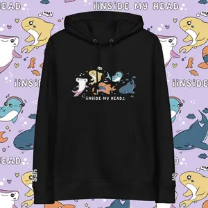 Women's shark communication and inner thoughts Graphic Hoodie - Long Sleeve Pullover Regular Fit | Soft & Breathable Fabric, Durable Print, Everyday Comfort, Machine Washable, kawaii cartoon a playful underwater world with expressive sharks representing