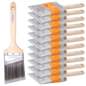 Vermeer Paint Brushes - 12-Pack - 3" Angle Brushes for All Latex and Oil Paints & Stains - Home Improvement - Interior & Exterior Use