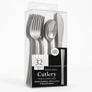 Premium Stainless Steel Cutlery Set - 32 Piece Silver Assortment