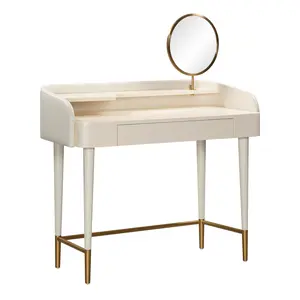 Penelope 45" Vegan Leather Wrapped Vanity Desk With Drawer