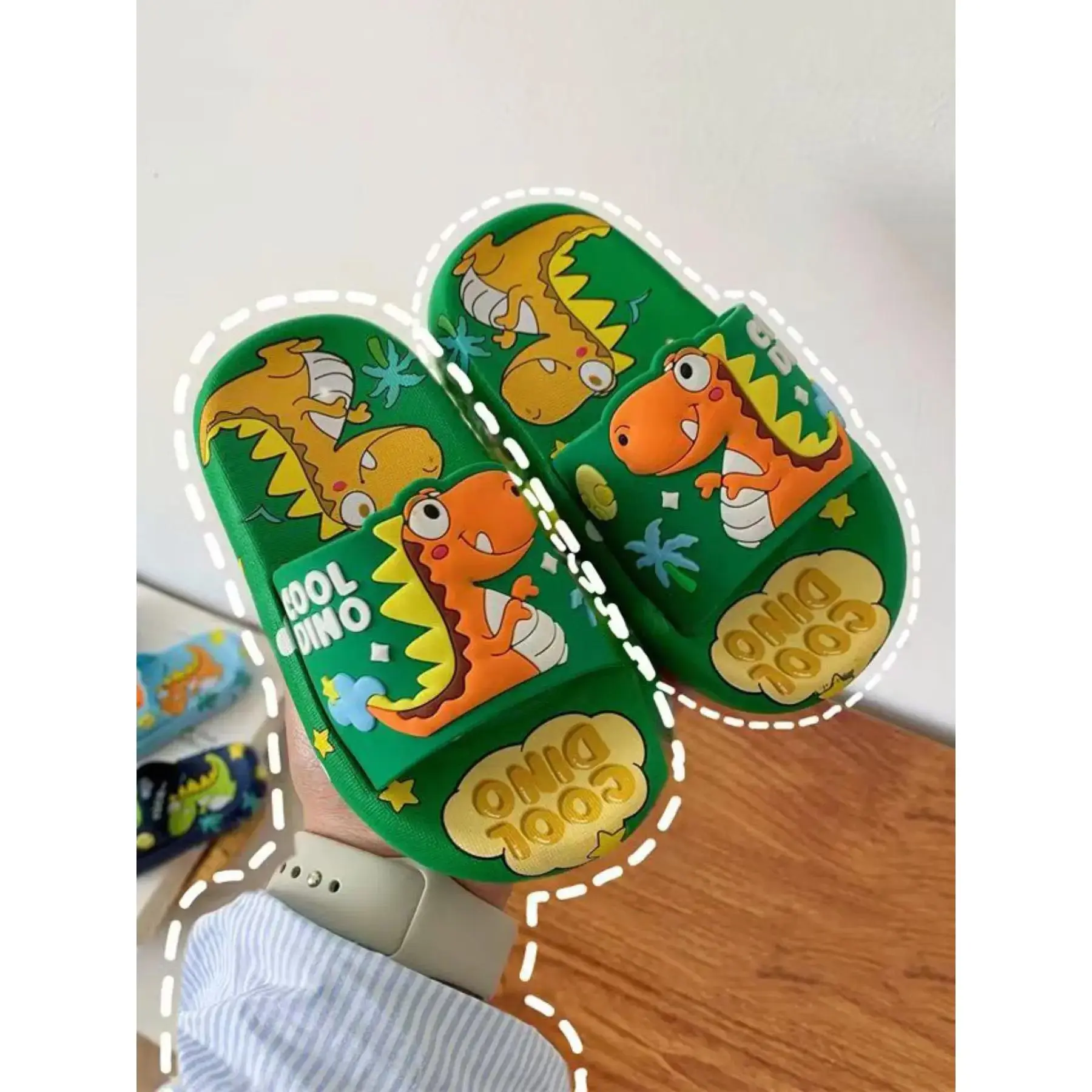 Summer Dinosaur Slippers Cute Cartoon New Indoor Outdoor Bathroom Baby Toddler Soft Sole Cool Sandals Cute Cartoon Slides