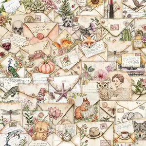 Vintage Envelope Pattern Sticker, 50pcs/set Waterproof Self Adhesive Decor Paper, Decor Sticker for Gift Greeting Card & Water Bottle & Laptop