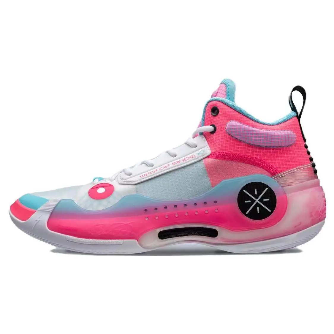LiNing WOW 10 South Coast Mid-Top Basketball Shoes for Men in Pink and White, Featuring Comfort, Shock Absorption, and Anti-Slip Properties