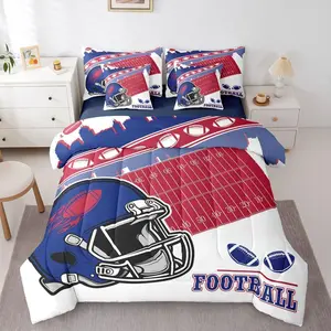 Football City Bed in A Bag Football Fans Comforter Set with Sheets 7 Piece Gifts for Boys Teen Room Decor,Sports Rugby Gaming Kids Bedding Red Navy Blue Bed Set,(Buffalo)