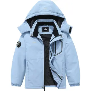 Boy's Waterproof Ski Jacket Kids Winter Snow Coat Fleece Snowboarding Jackets with Detachable Hood