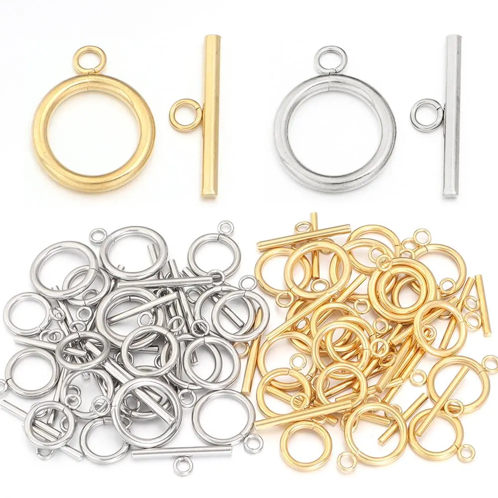 4pcs/lot Stainless Steel IQ Clasp Round Toggle Clasps Gold Silver Color Toggle Connectors for DIY Jewelry Making Necklaces Craft