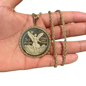 High Quality centenario rope chain no green skin jewelry 50 Pesos Coin