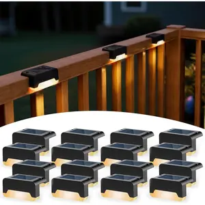 Solar Deck Lights, Solar Step Lights for Outside  Led Stair Light for Outdoor Fence, Balcony, Patio, Railing, Front Porch, Yard and Pathway(16pack Warm White)