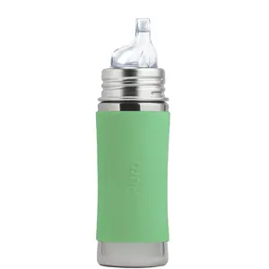 Kiki 11oz/325ml Stainless Steel Sippy Cup Bottle W/sleeve  Plastic-free Madesafe Certified Medical-grade Xl Silicone Sipper Spout Fast Flow For & - Moss