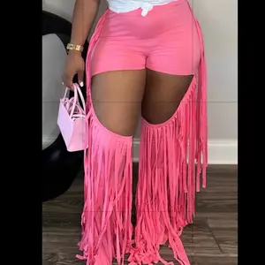 Sexy slight stretch tassel pants