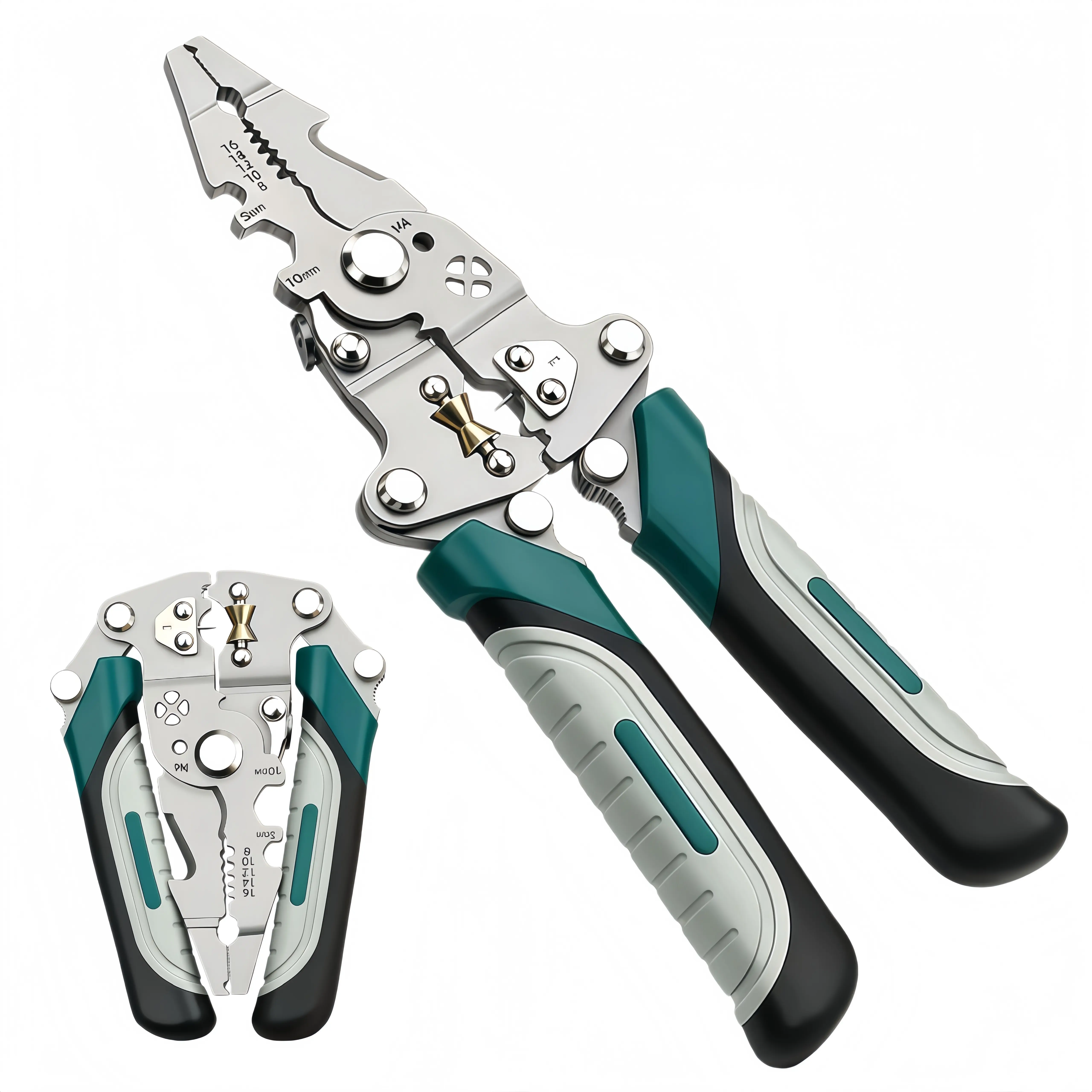 Multifunctional 10 in 1 Foldable Wire Stripping Crimper Tool, Electrical Cable Cutter Wire Twister Splitter Plier, Professional Electrician Repair Tool, Best Father Day Gift for Handyman Dad