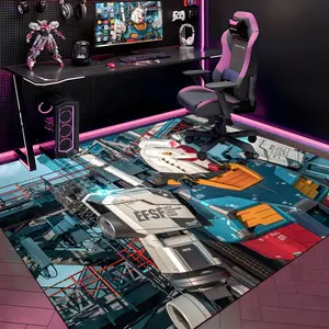 G-Gundam Floor Mat Gaming Room Soft Flannel Floor Rug Non-Slip Absorbent Doormat for Esports Setup, Bedroom, Entrance, Gamer Home Decor, Anti-Skid Washable Mat, Multiple Sizes Available