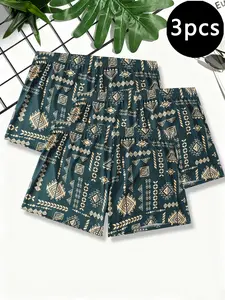 3-Pack Men's Loose Fit Boxers, Breathable Seamless Trunks, Fashion Print Underwear, Moisture-Wicking, Casual All-Seasons