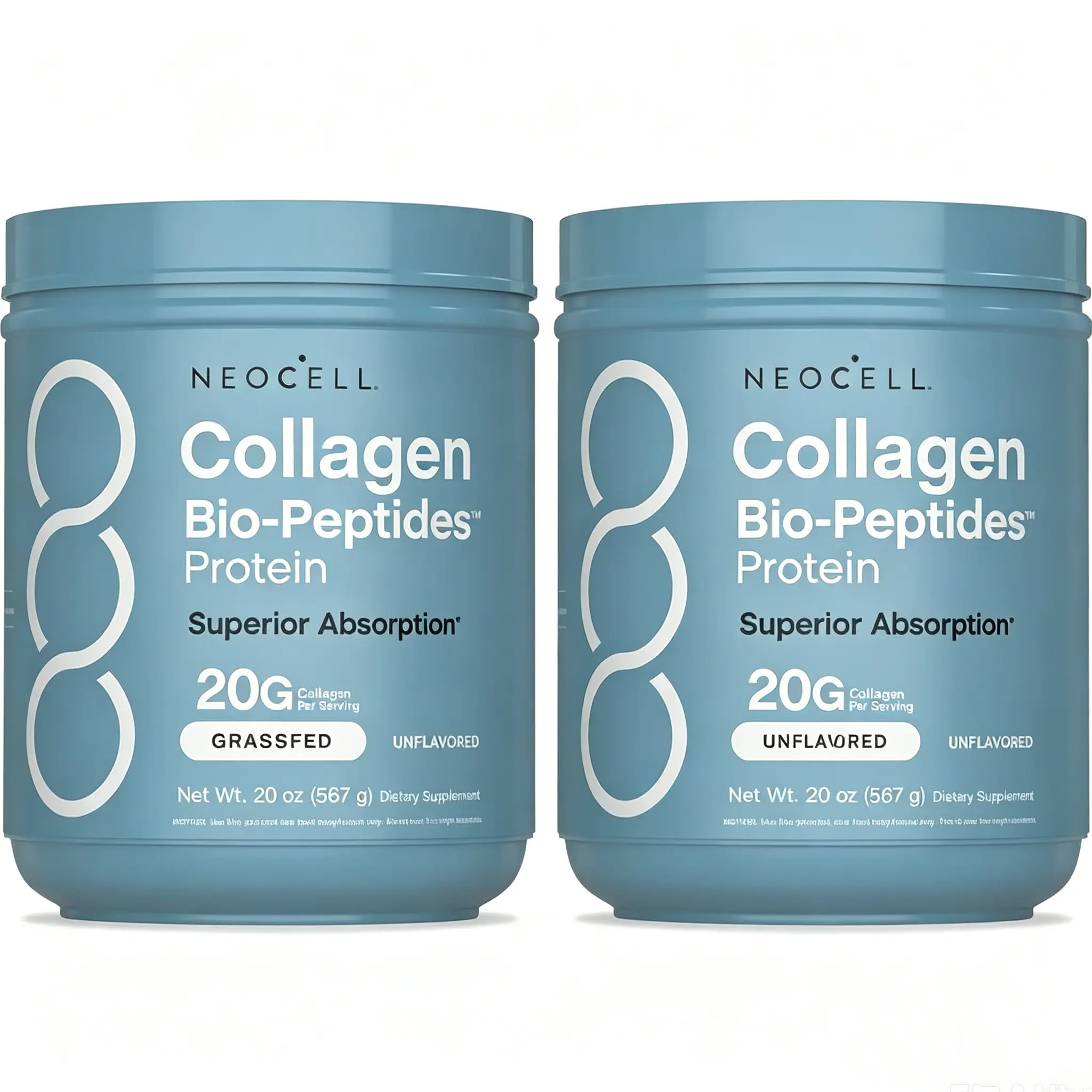 NeoCell Collagen Bio-Peptides Powder 20oz - Grassfed Protein Supplement with 18 Essential Amino Acids & Hyaluronic Acid for Skin & Joints