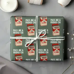 Just a Fridge Cigg Wrapping Paper, Funny Meme Xmas Gift Wrap, Club Aesthetic Holiday Theme Wrap Paper, Sad Humor Gift