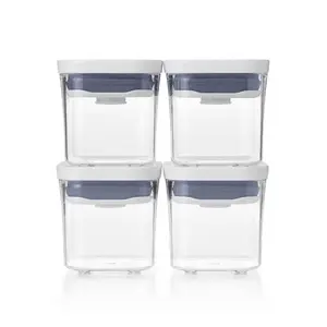 OXO POP 4pk Plastic Mini Square Food Storage Container Set White: BPA-Free, Air Tight Seal, Dishwasher-Safe, 0.2L Capacity