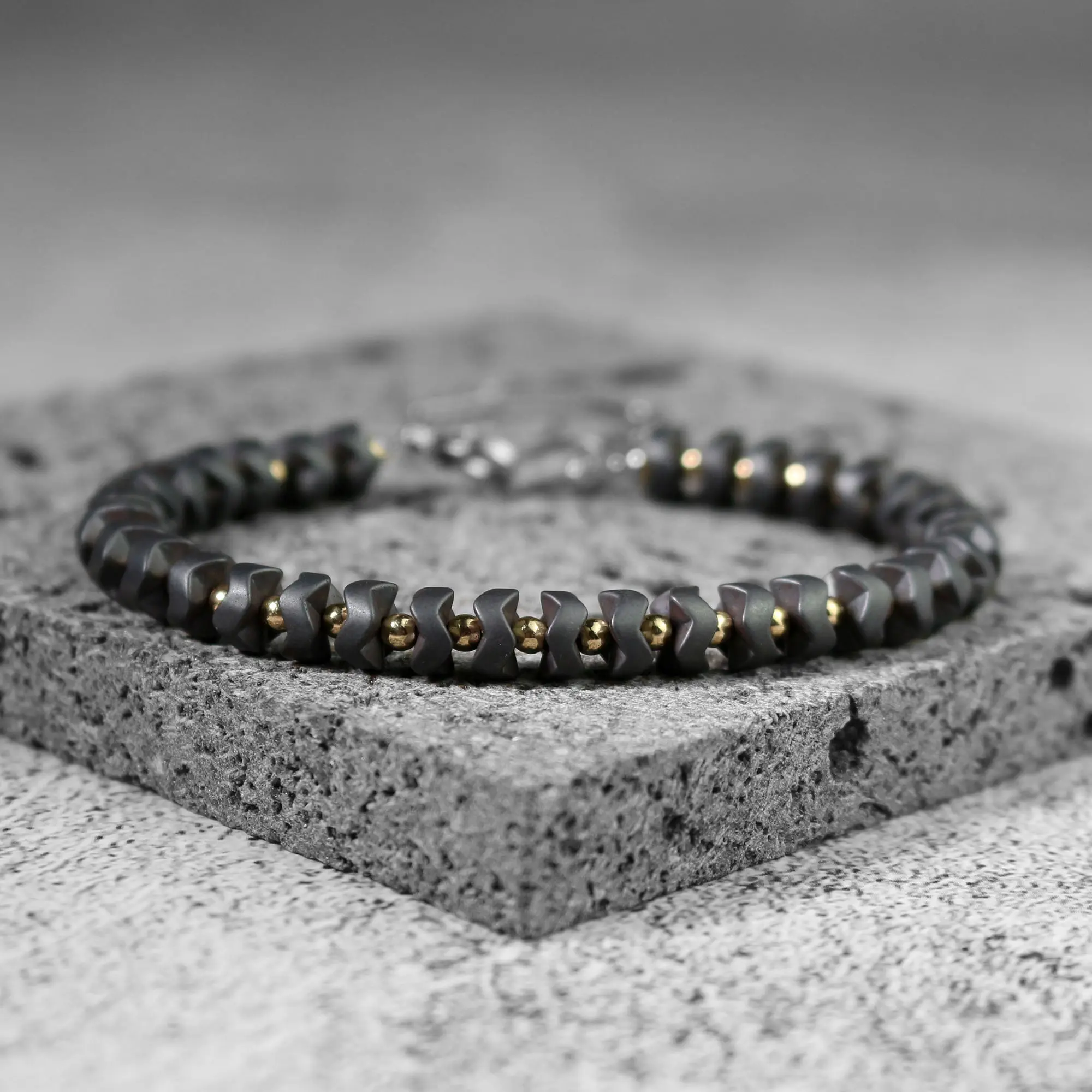Unisex Handmade Stylish Black Hematite Beads Protection Bracelet, Adjustable Father's Day Gift for Women-Men (Natural Crystal Jewelry Accessory), Unisex Names