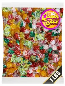 Bulk Hard Candy Individually Wrapped - 1 lb Hard Candy Mix, Perfect for Parties, Holidays, and Candy Bowls - Peppermint Candy, Butterscotch Candy, Cinnamon Disks, Fruit Hard Candy, and More