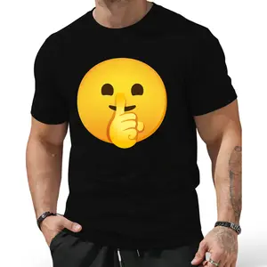 Funny Emoticon Apparel Emoticon Shushing Face Hush Quiet Shh Unisex-Adults, Unisex-Kids T-Shirt