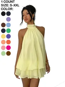 Women's Summer Sexy Halter Neck Sleeveless Backless Bodycon Mini Dress, Spring, Perfect for Parties & Clubs, Stylish Boho Homewear