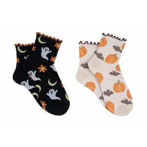 Everything Legwear Halloween Pumpkin & Ghost 2 Pair Anklet Socks