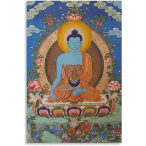 Buddha Murals - Medicine Buddha, Buddha Posters - Tibetan Thangka Canvas Paintings Picture Poster Printing Poster Artwork Bedroom Living Room Decoration 08x12inch(20x30cm)