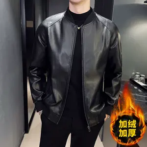 Qianlai New Thickened and Fleece-Lined Leather Jacket